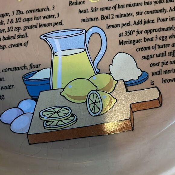 Lemon Meringue Pie Baking Dish Recipe 11 In X 1 1/2 In Brown Yellow Crimped Edge - Picture 8 of 8